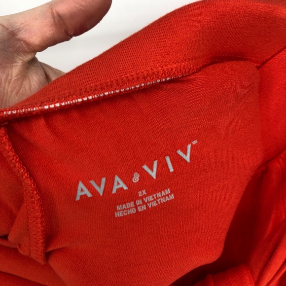 Ava & Viv Maxi Skirt Size 2X Orange Pull On Stretch Tie Waist Pockets - Picture 4 of 10